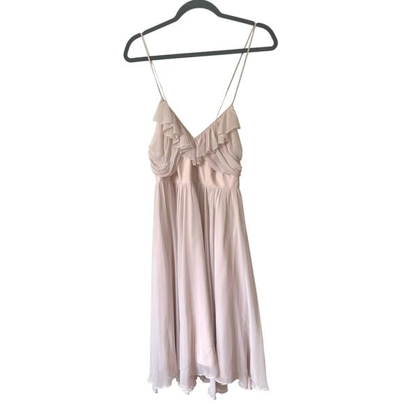 The Limited Blush Pink Ruffle Chiffon Midi Dress Size 8 Spaghetti Strap NWT - Picture 1 of 5